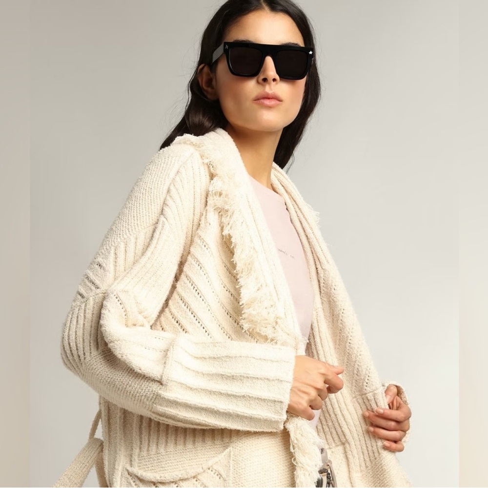 Golden Goose Journey Knit Belted Cardigan Yarn Cotton Mix Papryus Sweater